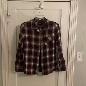 Rue21 Maroon and White Plaid Button Down Shirt